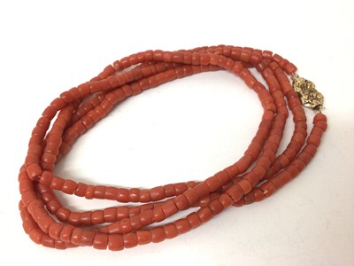 Lot 40 - Two antique coral bead necklaces