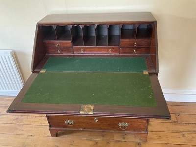 Lot 18 - George III mahogany bureau.