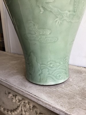 Lot 723 - Chinese celedon glazed vase, now as a lamp with continental ormolu mounts