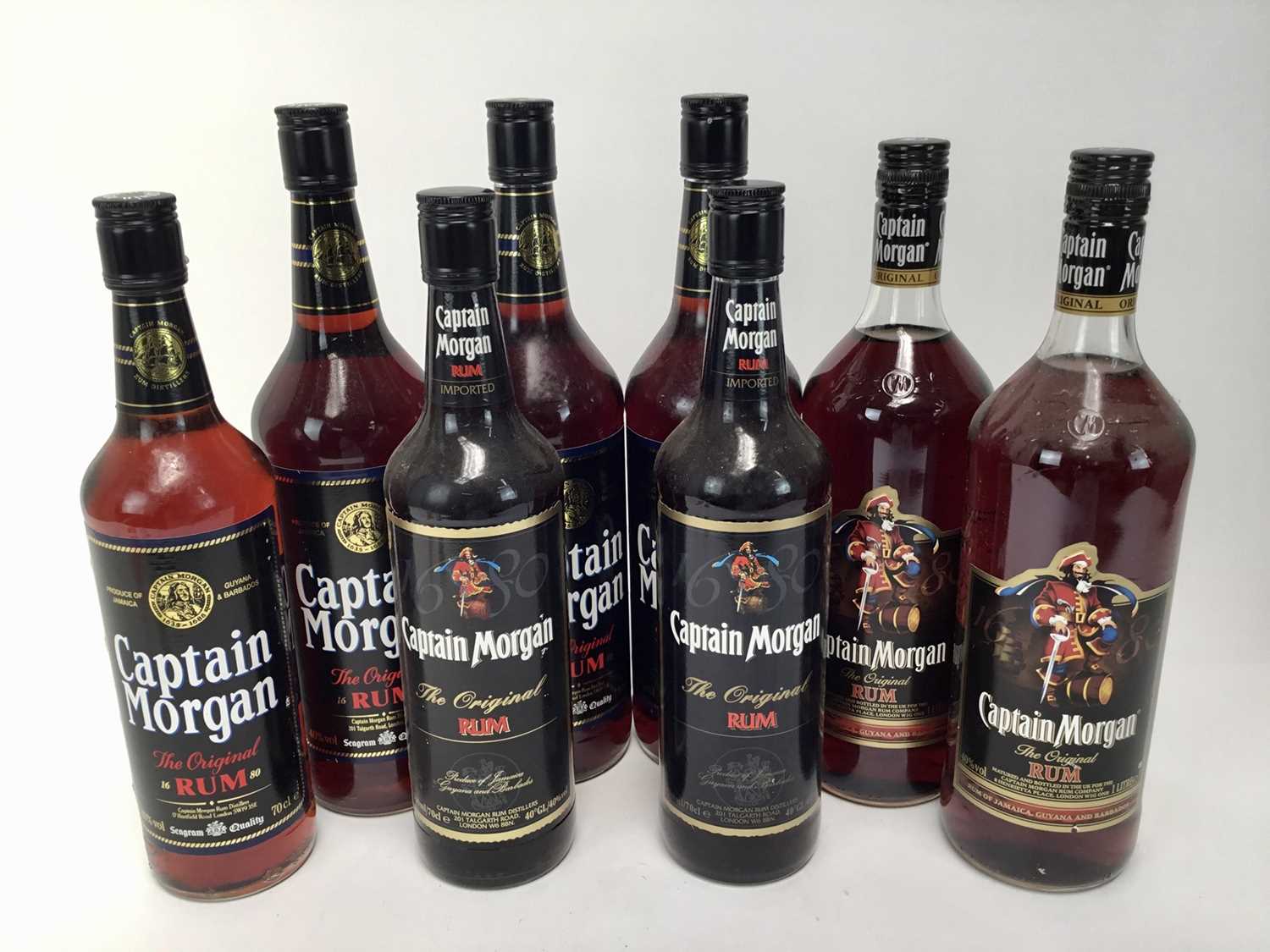 Lot 68 - Rum - eight bottles, Captain Morgan, 40%, five 1 litre bottles, the other three 70cl