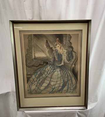 Lot 44 - Louis Icart 1930s signed dry point  - 'Miroire de Venise', 50cm x 60cm, framed