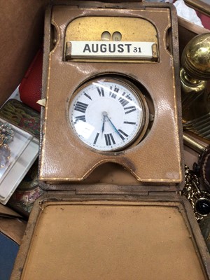 Lot 989 - Two silver spoons, white metal red lacquered trinket box, wristwatches, compass and sundries