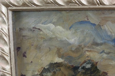 Lot 1049 - *Peggy Somerville (1918-1975) oil on board, 'The Last Load', signed and dated 1929, 24cm x 30cm, in glazed gilt frame
