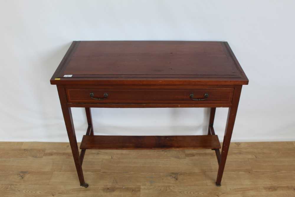 Lot 45 - Late Victorian/Edwardian mahogany side table with single drawer on square taper legs, 91cm wide, 46cm deep, 79cm high