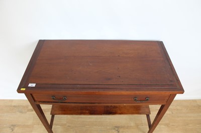 Lot 45 - Late Victorian/Edwardian mahogany side table with single drawer on square taper legs, 91cm wide, 46cm deep, 79cm high