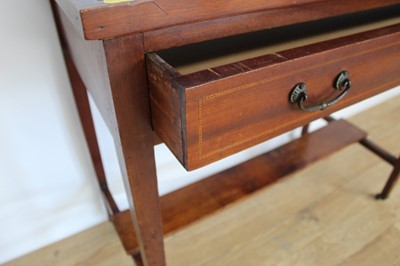 Lot 45 - Late Victorian/Edwardian mahogany side table with single drawer on square taper legs, 91cm wide, 46cm deep, 79cm high