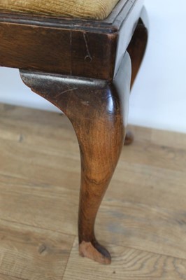 Lot 61 - Long stool with drop in seat on cabriole legs, 92cm wide, 41cm deep, 42cm high