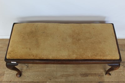Lot 61 - Long stool with drop in seat on cabriole legs, 92cm wide, 41cm deep, 42cm high