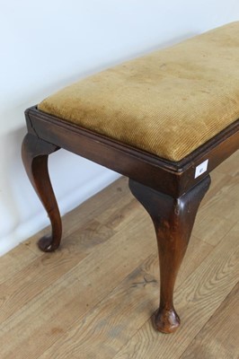 Lot 61 - Long stool with drop in seat on cabriole legs, 92cm wide, 41cm deep, 42cm high