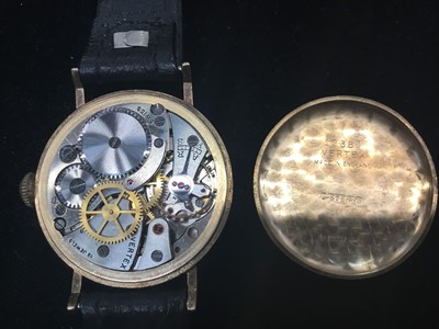 Lot 153 - Three vintage 9ct gold cased wristwatches, all on leather straps