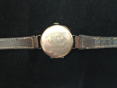 Lot 153 - Three vintage 9ct gold cased wristwatches, all on leather straps