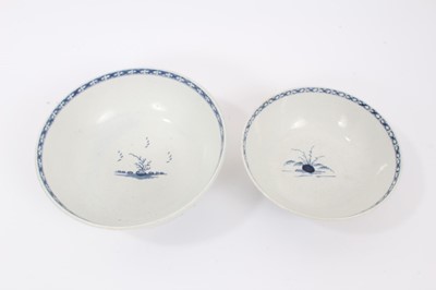 Lot 8 - A Worcester blue and white bowl, circa 1770-80, painted with the Rock Strata Island pattern, crescent mark to base, 18.5cm diameter