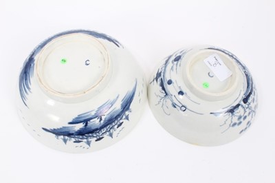Lot 8 - A Worcester blue and white bowl, circa 1770-80, painted with the Rock Strata Island pattern, crescent mark to base, 18.5cm diameter