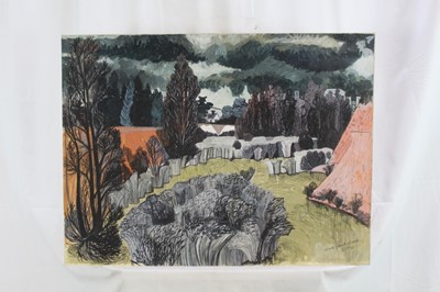 Lot 28 - *Dione Page (1936-2021) pastel with gouache on paper laid on card - 'Wind, gravel and reeds', signed and titled, 78cm x 60cm, unframed
