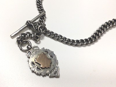 Lot 2 - Edwardian silver curb link watch chain/necklace with a silver fob