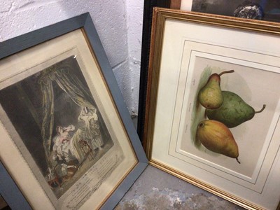 Lot 61 - Group of 19th century and later engravings, pair of still life lithographs an other pictures