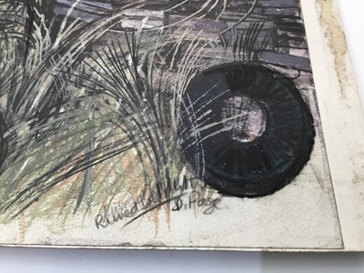 Lot 8 - *Dione Page (1936-2021) two works, gouache and pastel on paper - ruined house and another ‘At Cilgwyn’, signed, unframed