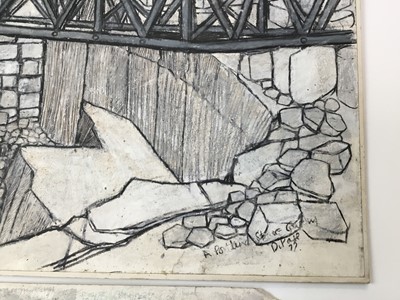 Lot 10 - *Dione Page (1936-2021) two works, gouache and pastel on paper - ‘A Portland Stone Quarry’, and another similar, signed, titled and dated, unframed