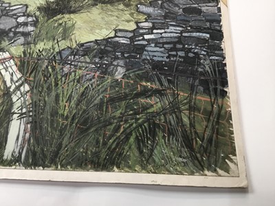 Lot 11 - *Dione Page (1936-2021) two works, gouache and pastel on paper laid on card - ‘On Bodmin Moor’ signed titled and dated ‘87 with ‘Ruined house’ Wales, both unframed