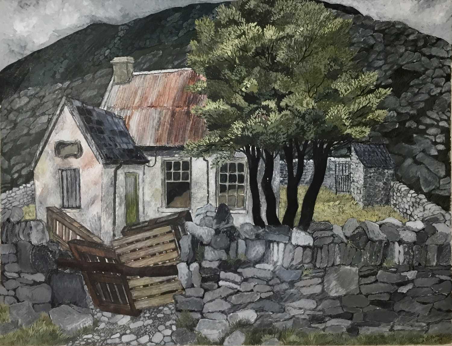 Lot 12 - *Dione Page (1936-2021) gouache and pastel on paper laid on card - ‘In Co Kerry’, signed and titled and one other smaller work