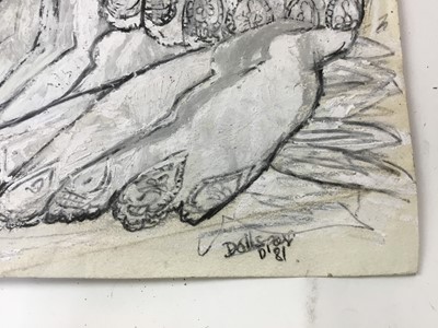 Lot 19 - *Dione Page (1936-2021) two works, gouache and pastel on paper - ‘Very Still Life’, and ‘Dolls’, signed titled and dated, unframed