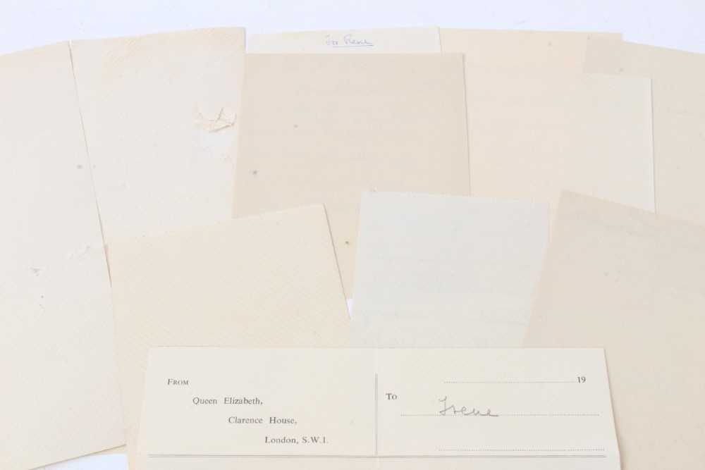 Lot 42 - H.M.Queen Elizabeth The Queen Mother, collection of 10 handwritten notes