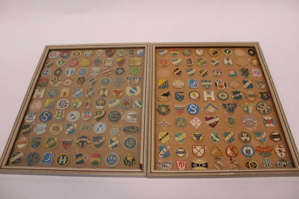 Lot 1445 - Football pin badge / crest collection, mounted.