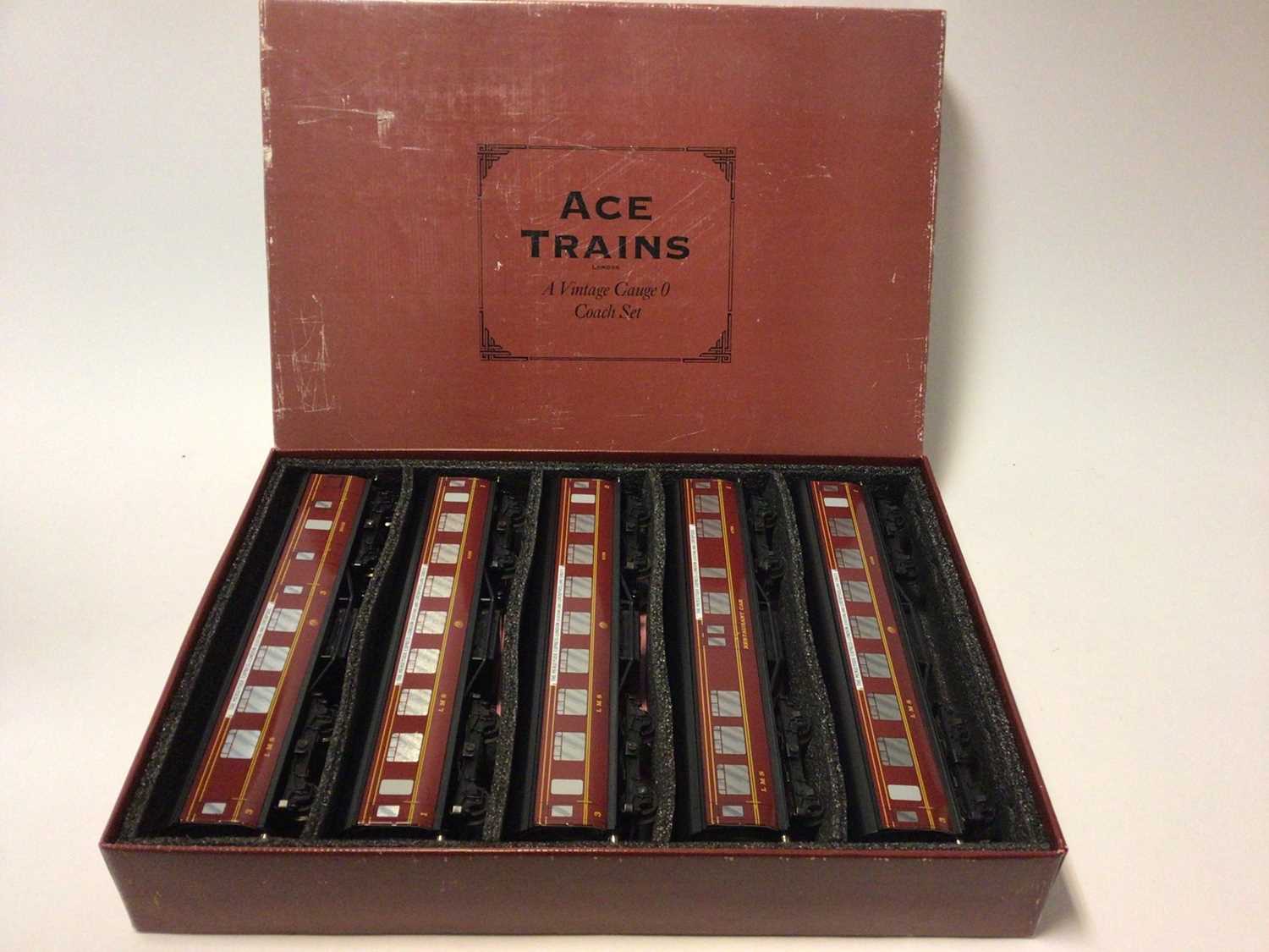 Lot 8 - Ace Trains O gauge LMS vintage 'The Merseyside Express-London (Euston) and Liverpool' coach set including two 3rd class 26133 & 4195, 1st class 4183, composite 1st/3rd class 4195 and Restaurant Car...