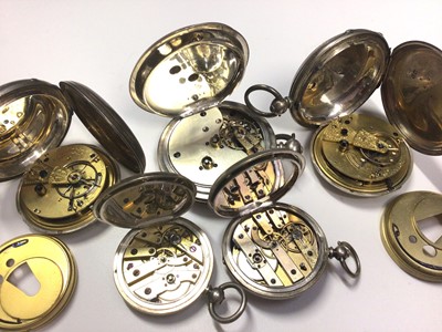 Lot 22 - Five Victorian and later silver cased pocket watches to include four full hunters and one half hunter