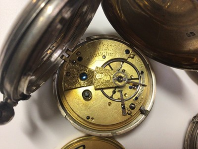 Lot 22 - Five Victorian and later silver cased pocket watches to include four full hunters and one half hunter