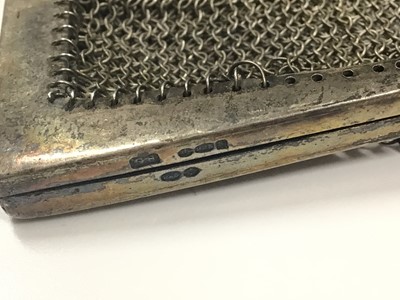 Lot 25 - Silver mesh purse, two other silver plated mesh purses and a vanity jar