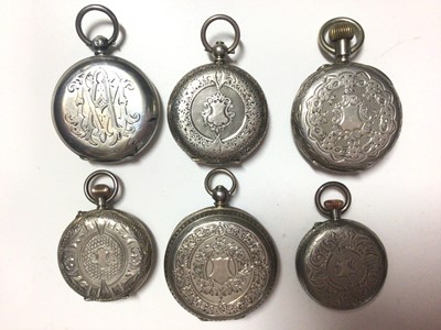 Lot 27 - Six silver cased fob watches