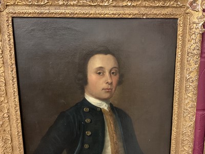 Lot 1057 - English School, circa 1740, oil on canvas, portrait of Lieut. Charles Le Hardy R.N. (1716-1780)
