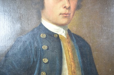 Lot 1057 - English School, circa 1740, oil on canvas, portrait of Lieut. Charles Le Hardy R.N. (1716-1780)