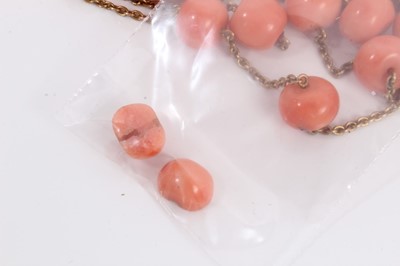 Lot 124 - Antique 9ct gold and coral long necklace