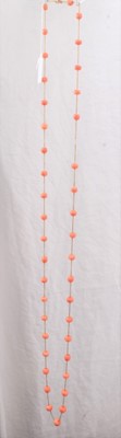 Lot 124 - Antique 9ct gold and coral long necklace
