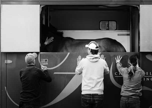 Lot 33 - Jayne Odell black and white photographic print, 'All hands on deck', 160cm x 114cm