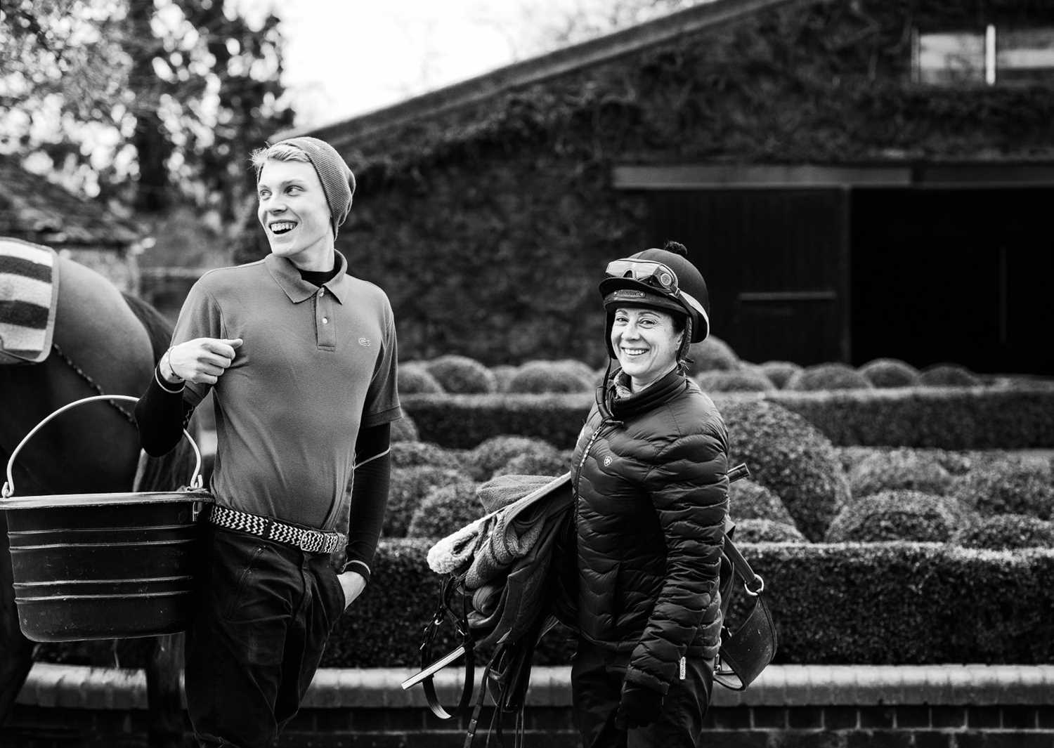 Lot 61 - Jayne Odell black and white photographic print, 'Sharing a joke', 100cm x 71cm