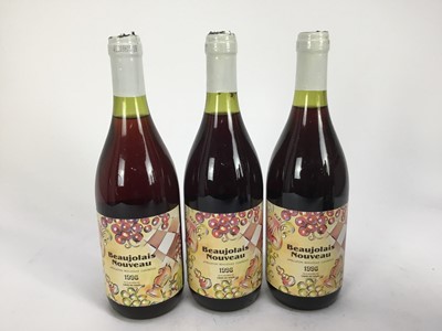 Lot 56 - Wine - twenty one bottles, to include Beaujolais Nouveau various 1990s vintages and other bottles