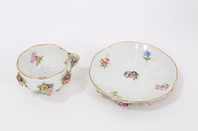 Lot 12 - Meissen cup and saucer, and a spill vase