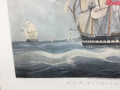 Lot 197 - After William John Huggins, 1781-1845. HCS Macqueen, “Off the Start, 26th January 1832” 37cm x 50cm in gilt frame
