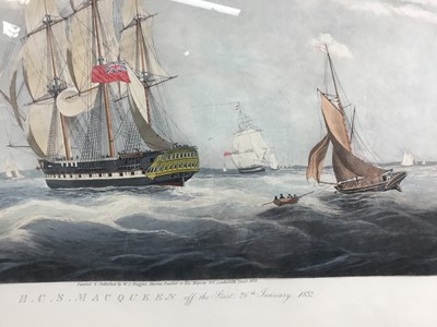 Lot 197 - After William John Huggins, 1781-1845. HCS Macqueen, “Off the Start, 26th January 1832” 37cm x 50cm in gilt frame
