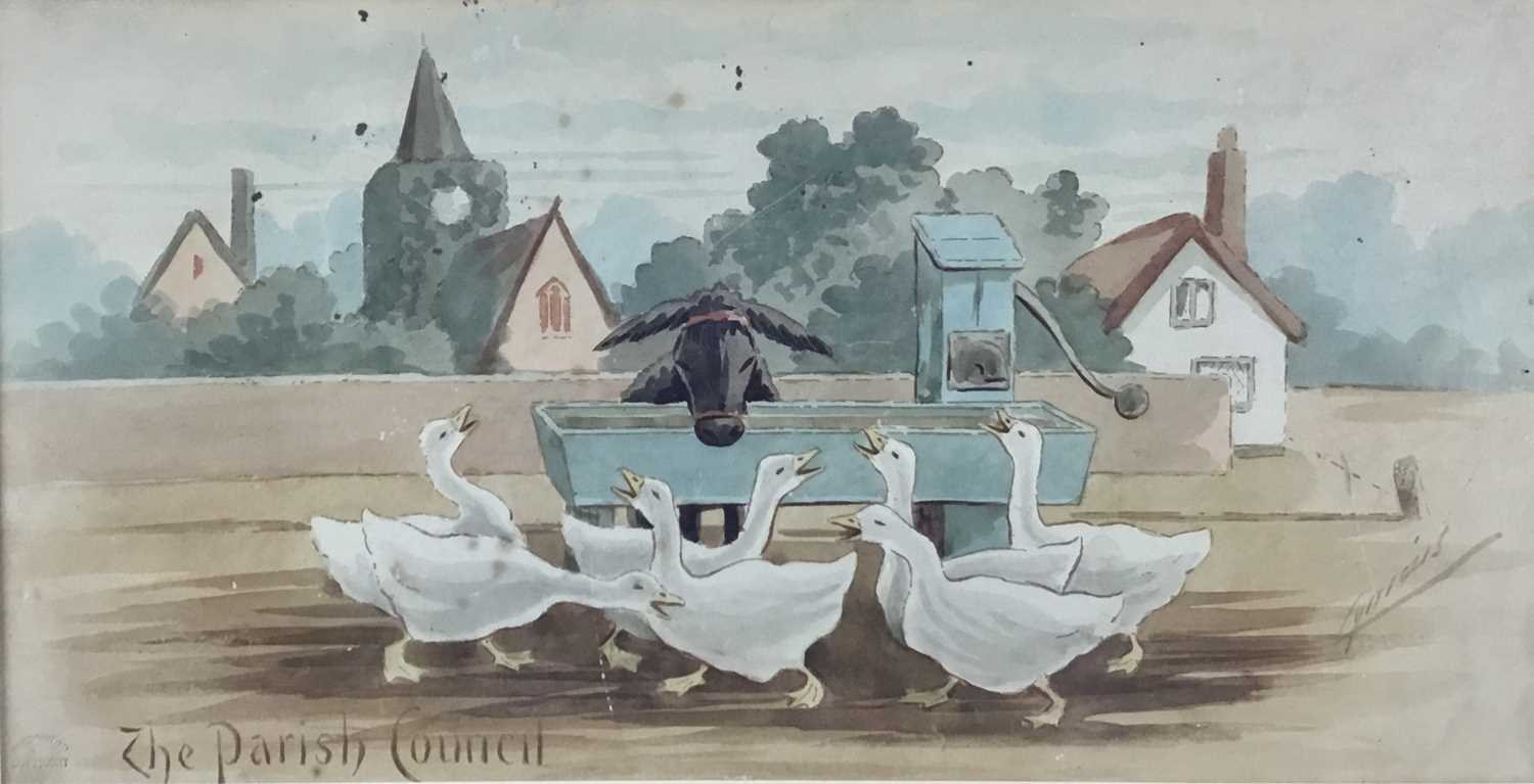 Lot 30 - Martin Anderson, Cynicus )(1854-1932) -original watercolour, “The Parish Council”. Signed lower right. Mounted in frame
