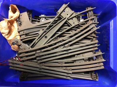 Lot 46 - Railway large selection of O gauge track and clips, tinplae and wooden (3 boxes)