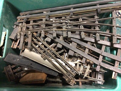 Lot 46 - Railway large selection of O gauge track and clips, tinplae and wooden (3 boxes)