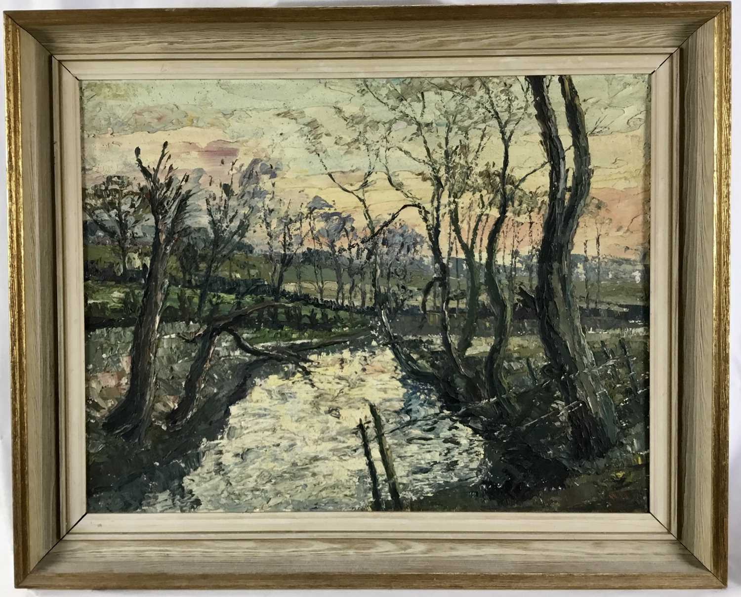 Lot 34 - Harold Warner (1914-2010) oil on board, ‘River Colne Early Morning’, 45cm x 35cm, framed