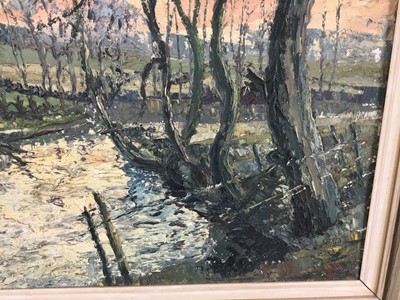 Lot 34 - Harold Warner (1914-2010) oil on board, ‘River Colne Early Morning’, 45cm x 35cm, framed