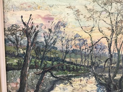 Lot 34 - Harold Warner (1914-2010) oil on board, ‘River Colne Early Morning’, 45cm x 35cm, framed