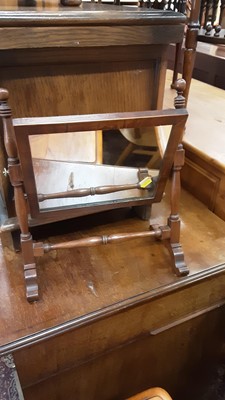 Lot 1028 - Victorian mahogany toilet mirror, another smaller mirror and a miniature longcase clock (3)