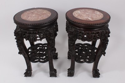 Lot 29 - Pair impressive late 19th century Japanese Satsuma earthenware vases and pair hardwood stands